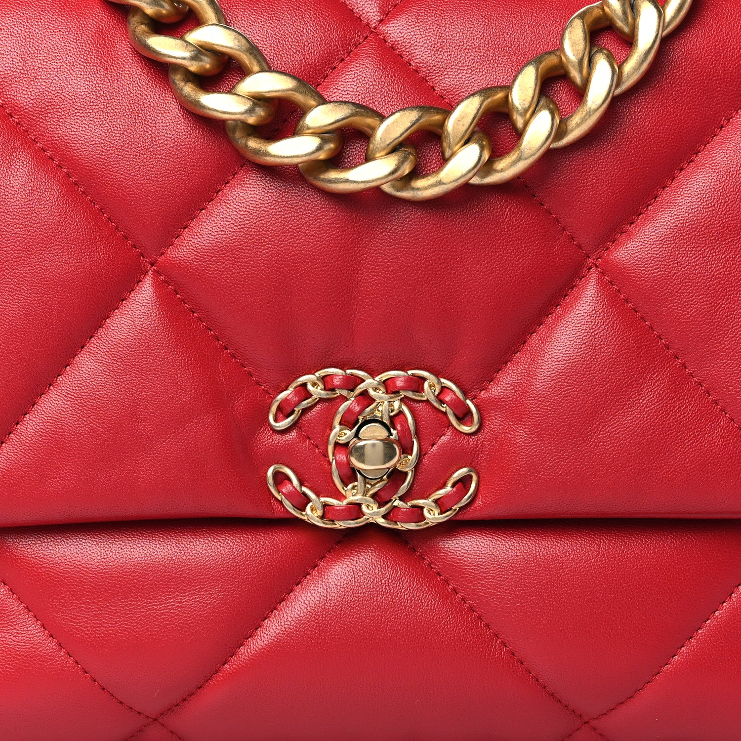Chanel Lambskin Quilted Large Chanel 19 Flap Red 8 of 11