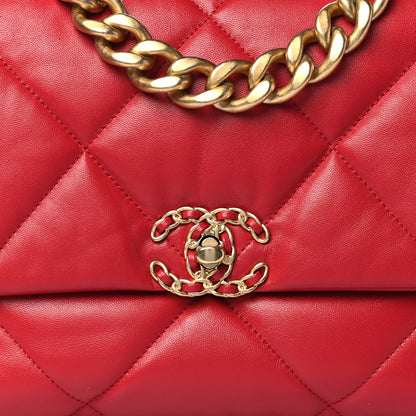 Chanel Lambskin Quilted Large Chanel 19 Flap Red 8 of 11
