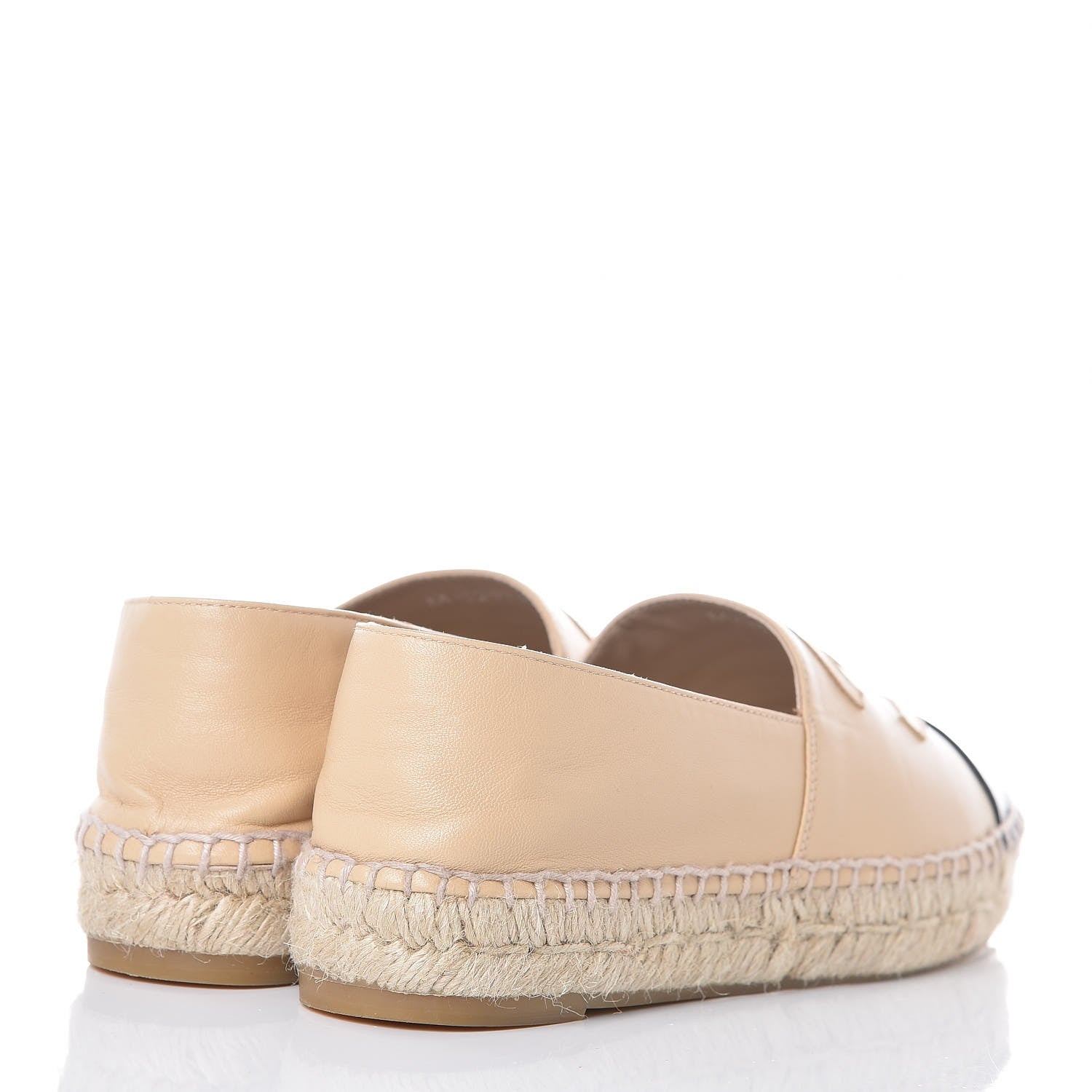 Chanel Lambskin CC Espadrilles 35 Beige Black 4 of 13