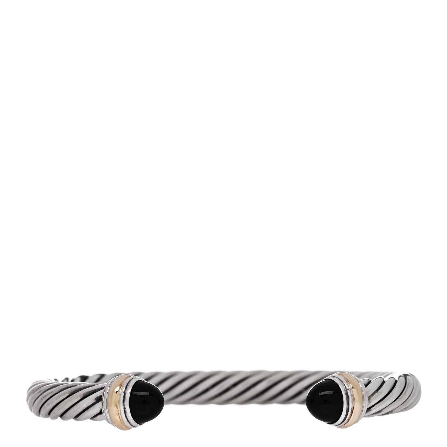 David Yurman Sterling Silver 14K Yellow Gold Black Onyx 7mm Cable Classics Bracelet 1 of 3