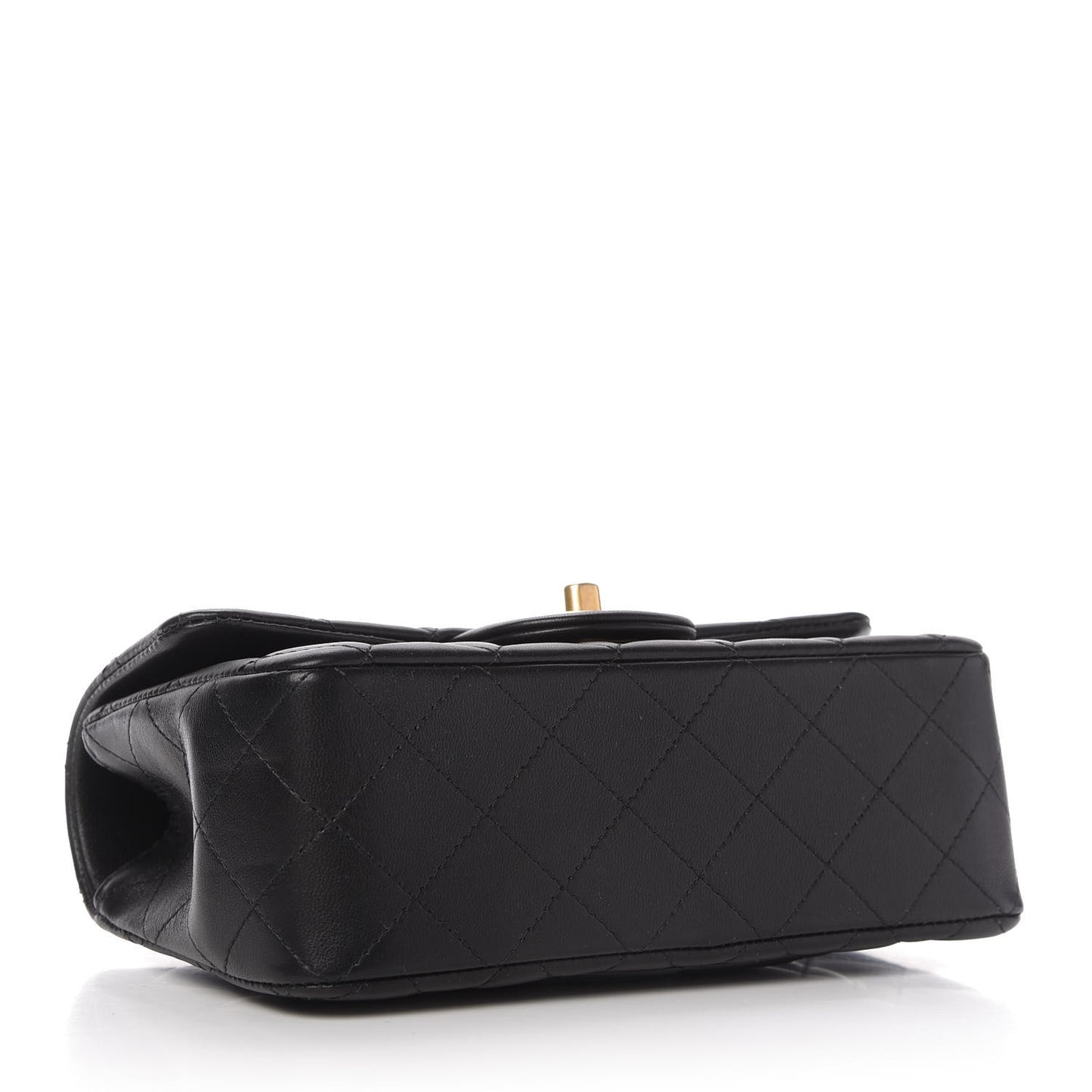 Lambskin Quilted Mini Top Handle Rectangular Flap Black