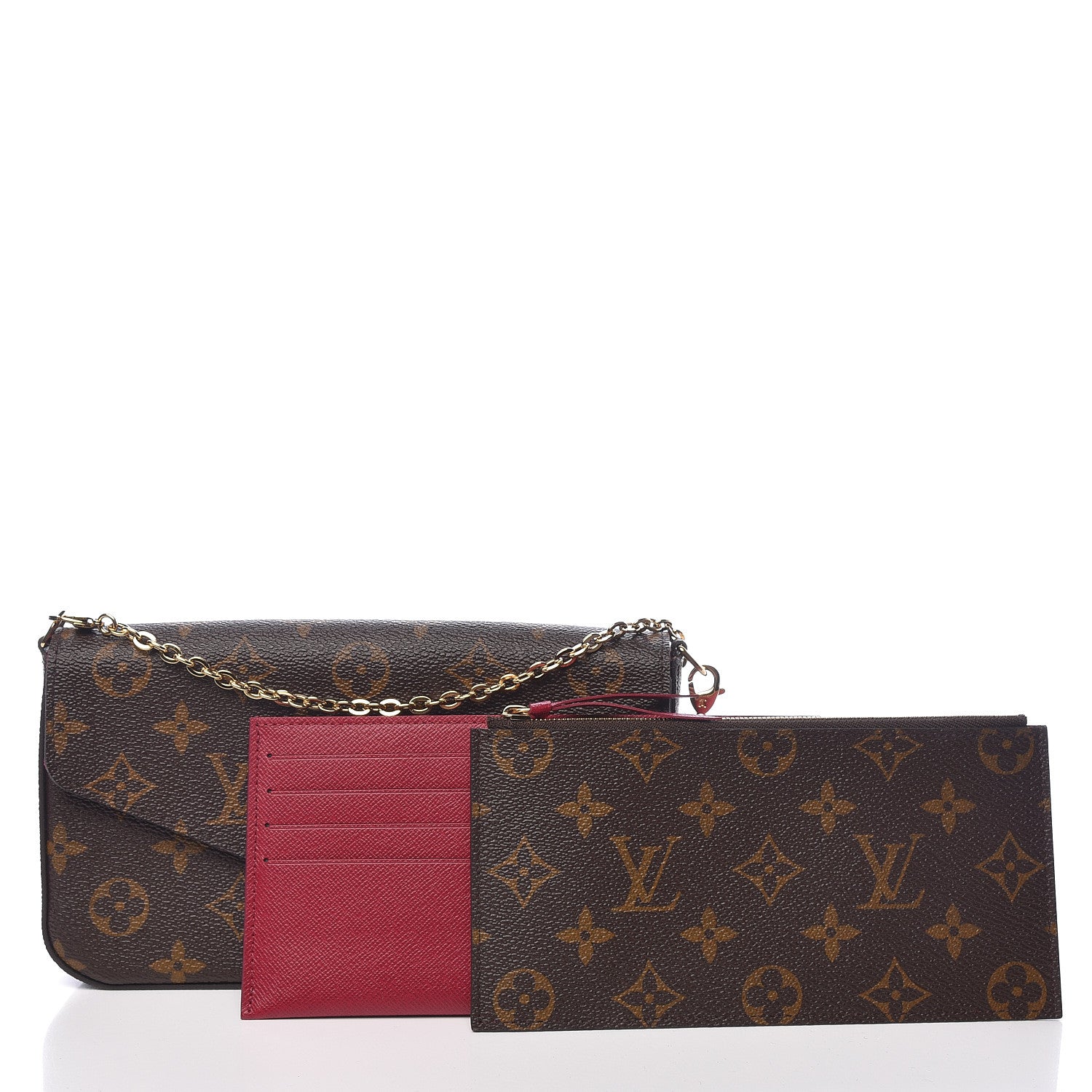 Louis Vuitton Monogram Pochette Felicie Chain Wallet Fuchsia 3 of 14