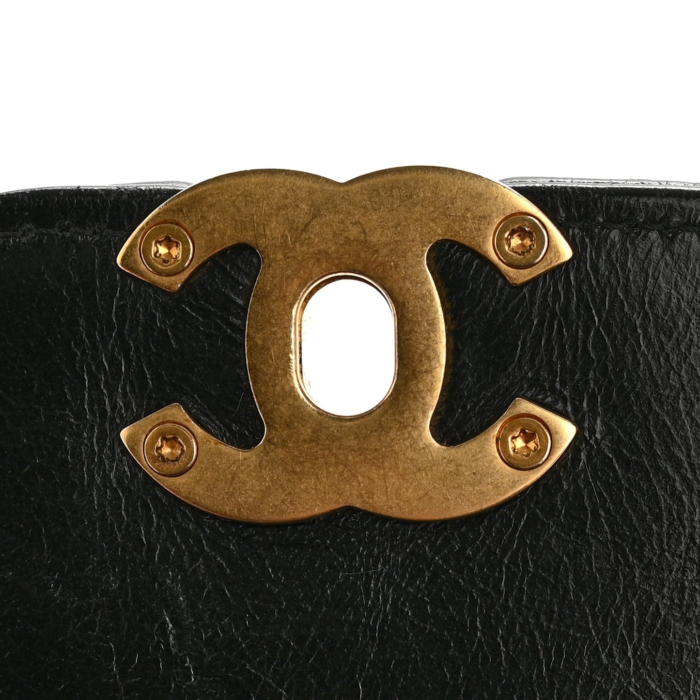 Shiny Aged Calfskin Quilted Nano Kelly Shopper Black