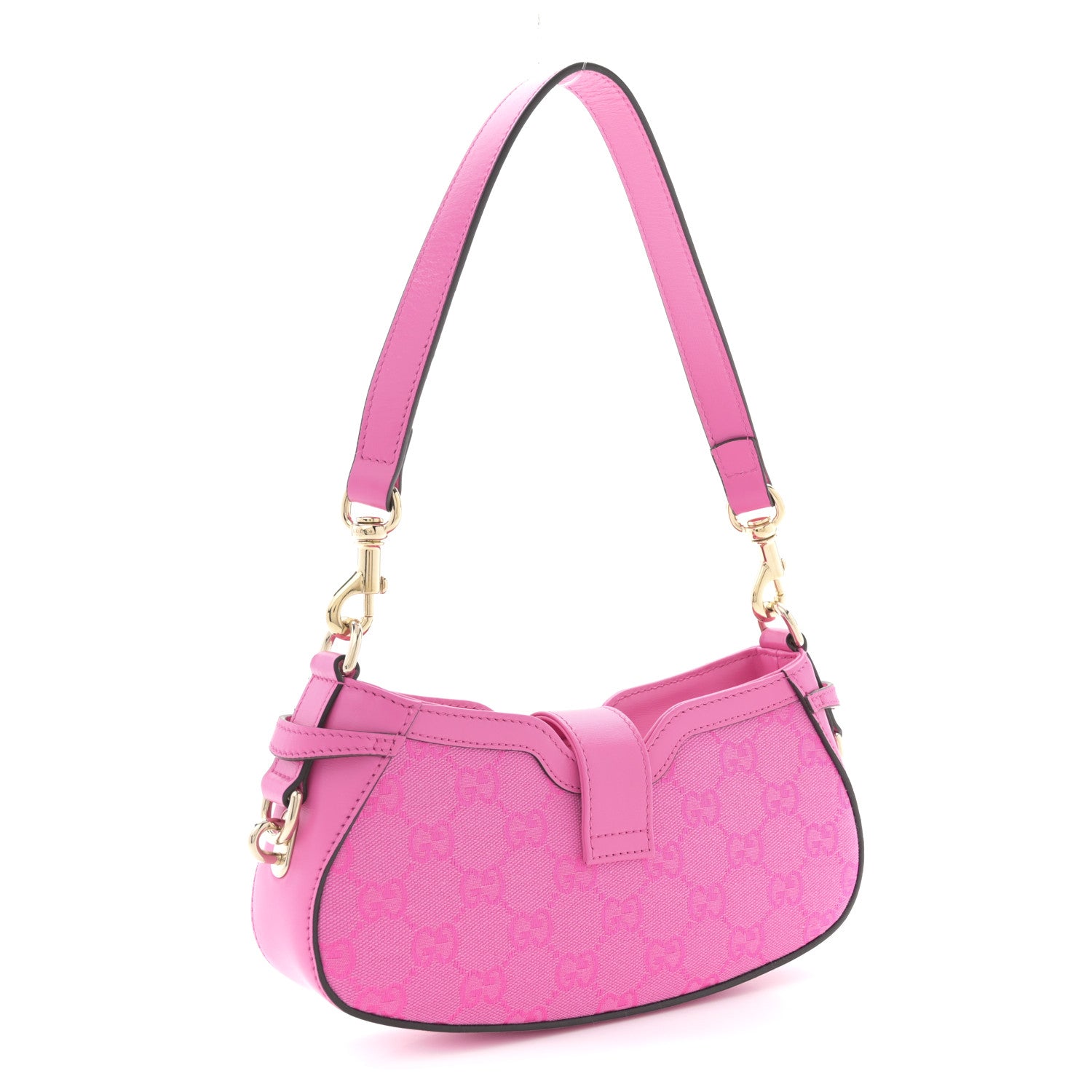 Gucci Calfskin Monogram Mini Moon Side Shoulder Bag Pink 3 of 10