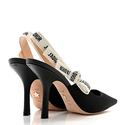 Christian Dior Technical Canvas Ribbon J'Adior Slingback 100mm Pumps 38.5 Black 4 of 12