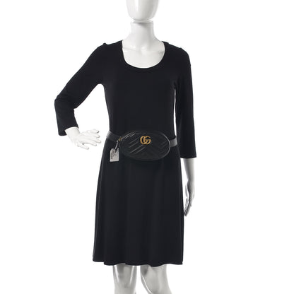 Gucci Calfskin Matelasse GG Marmont Belt Bag 75 30 Black 2 of 7