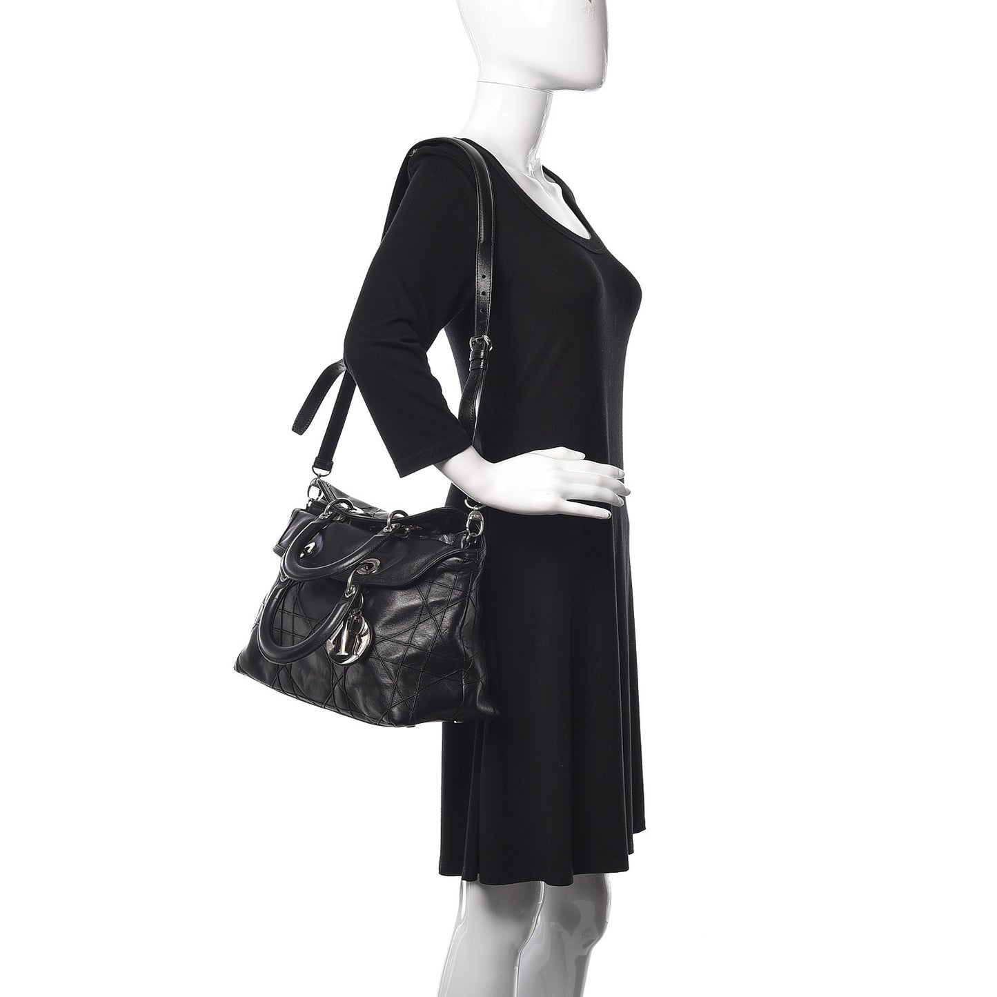 Lambskin Cannage Medium Granville Tote Black