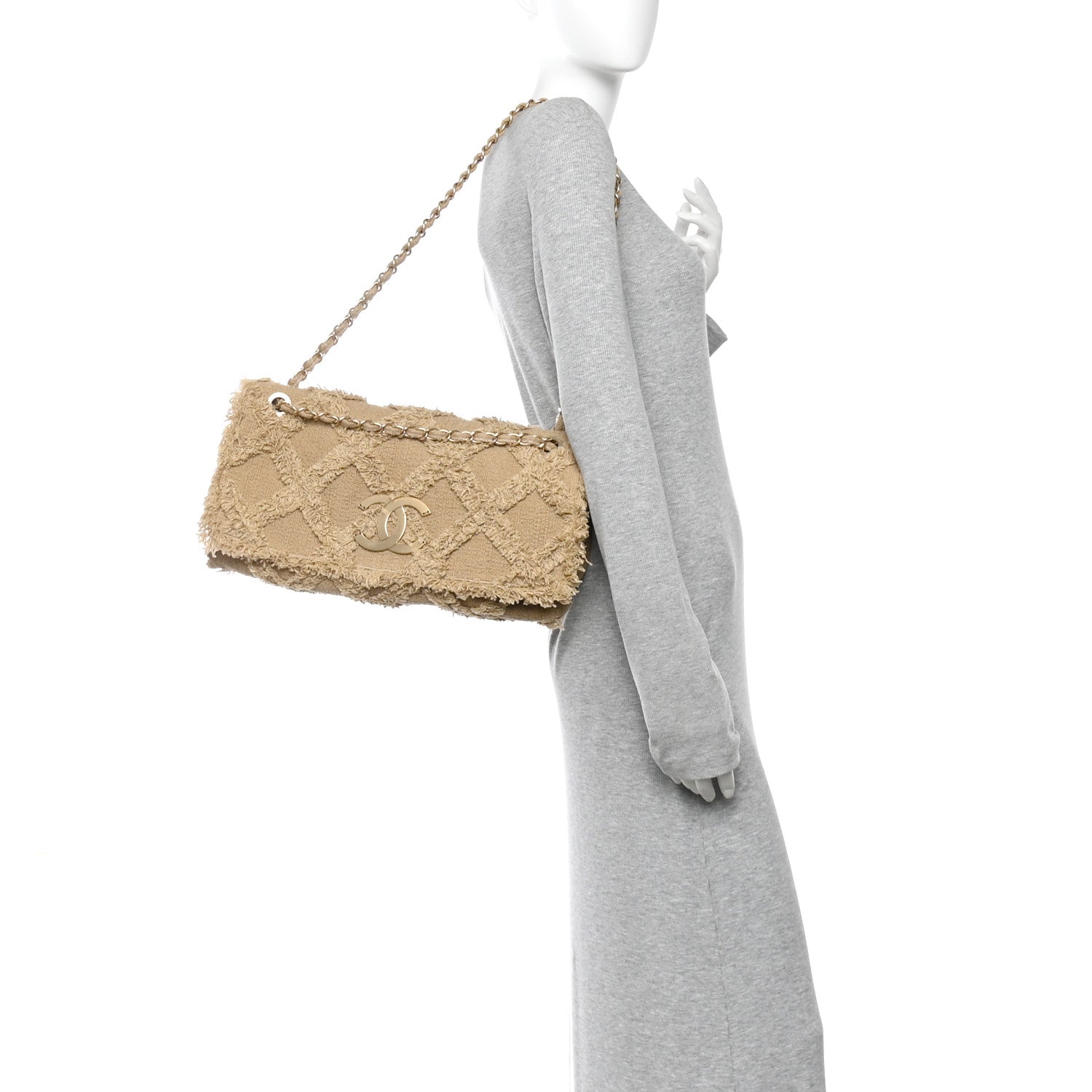 Chanel Tweed Nature Flap Dark Beige 2 of 11