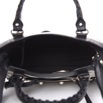Balenciaga Canvas Satin Calfskin Diagonal Allover Logo Print Classic Silver Hardware Mini City Natural Black 5 of 8