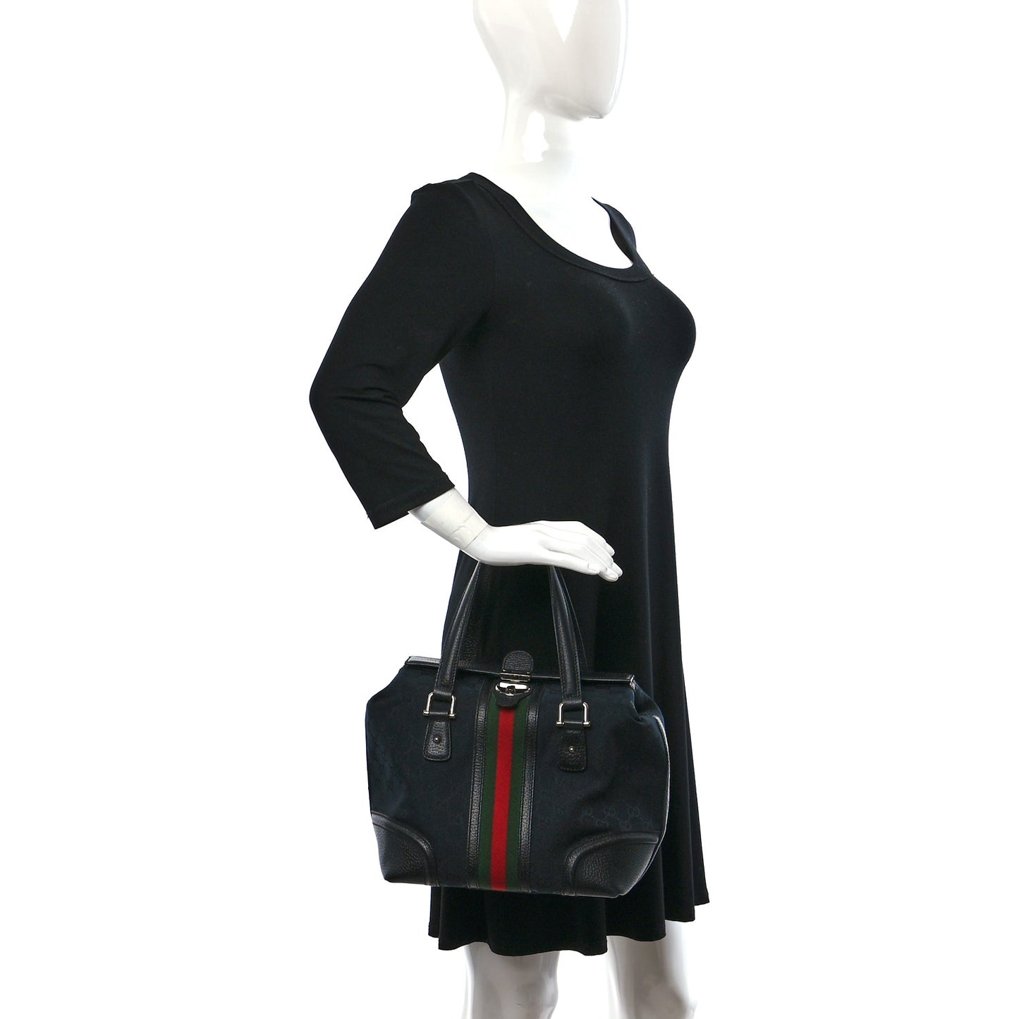 Monogram Web Treasure Boston Tote Black
