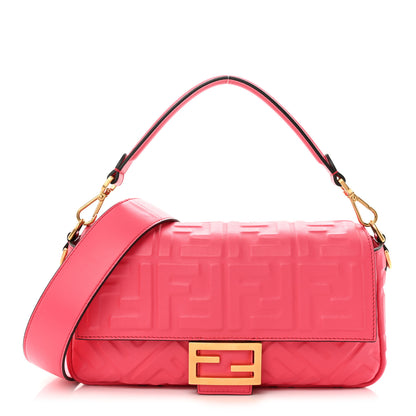 Fendi Nappa FF 1974 Embossed Baguette Lampone 1 of 10
