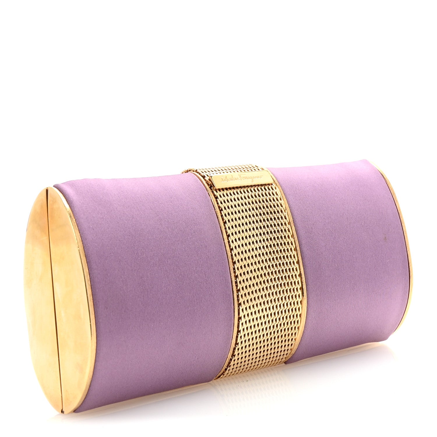 Salvatore Ferragamo Satin Clutch Purple 3 of 6