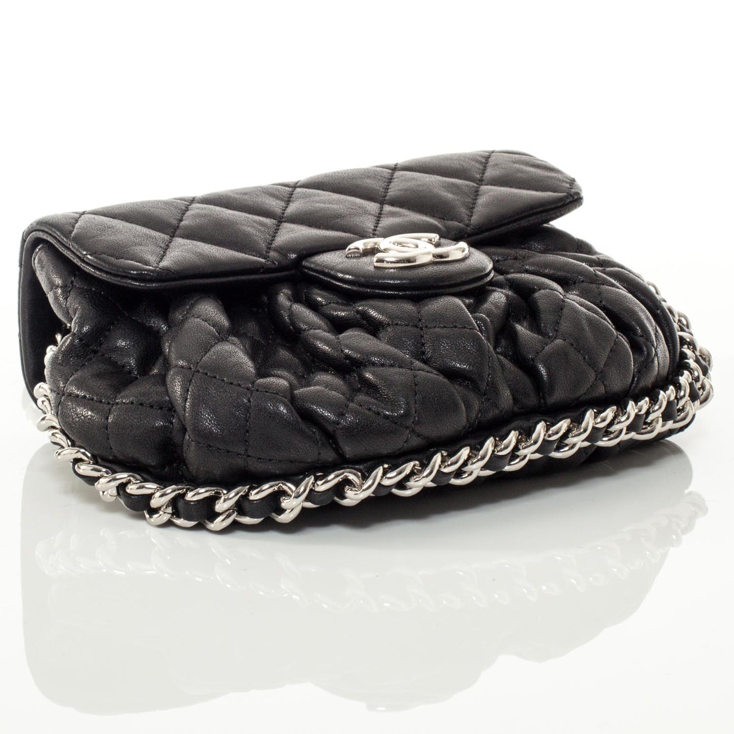 Washed Lambskin Mini Chain Around Messenger Black