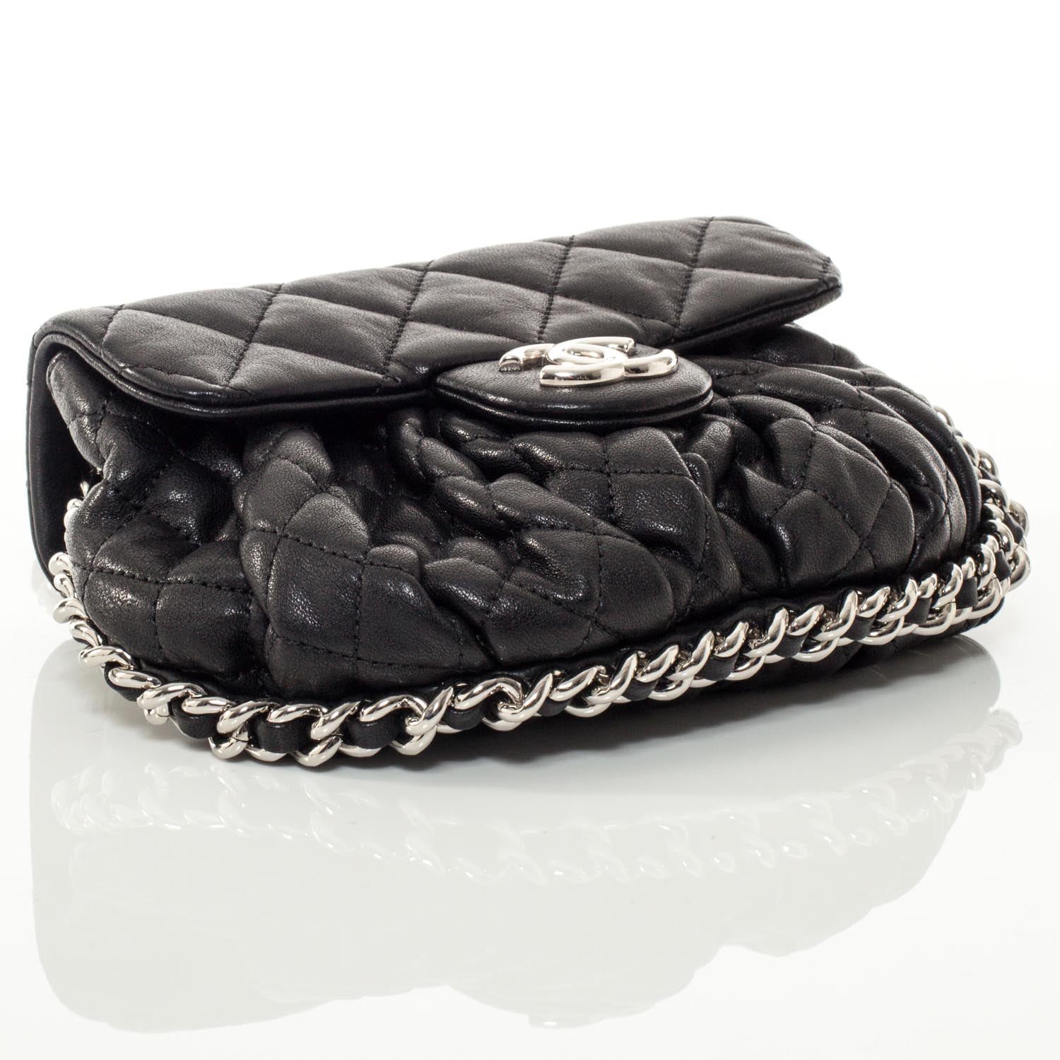 Chanel Washed Lambskin Mini Chain Around Messenger Black 4 of 9
