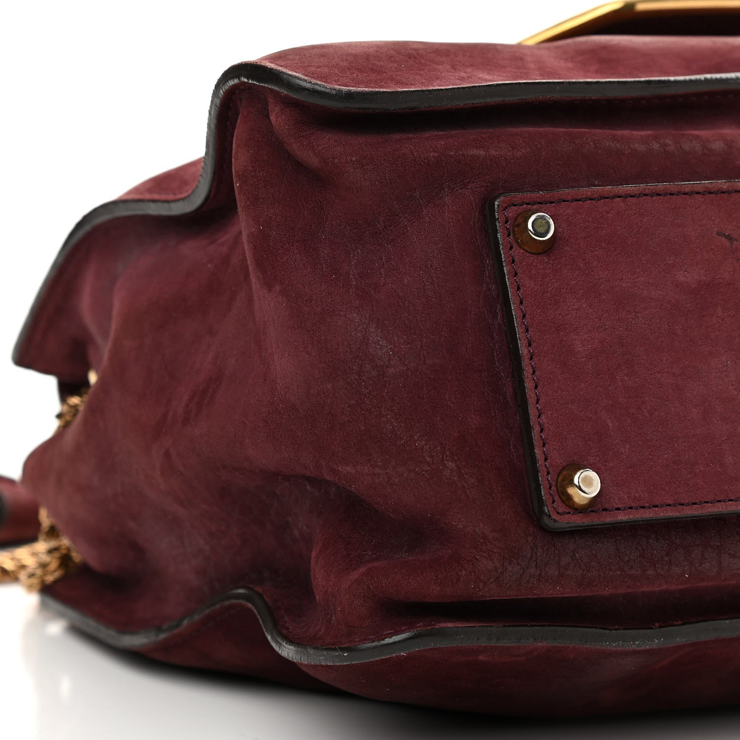 Chloe Nubuck Medium Sally Flap Bag Burgundy 13 of 14