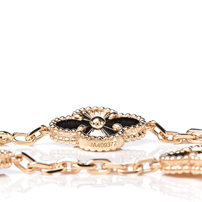 Van Cleef & Arpels 18K Yellow Gold 5 Motifs Guilloche Vintage Alhambra Bracelet 5 of 6
