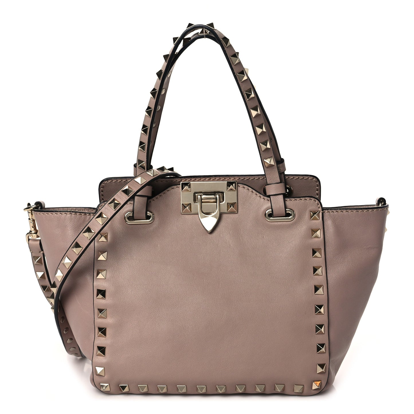 Vitello Mini Rockstud Tote Poudre