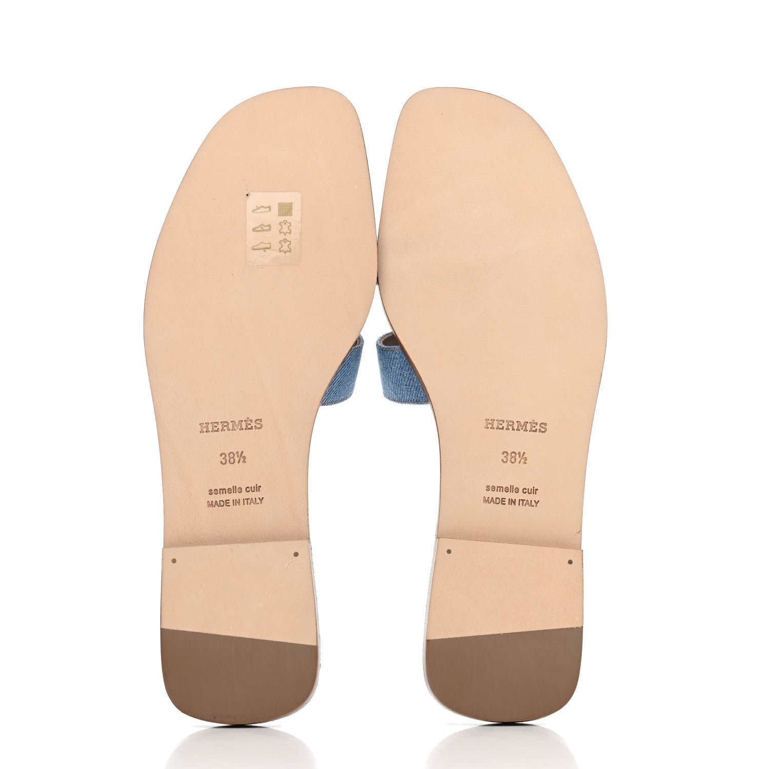 Hermes Denim Canvas Oran Sandals 38.5 Bleu Clair 4 of 4