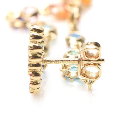 Gucci 18K Yellow Gold Tsavorite Topaz Sapphire Citrine Amethyst Running GG Long Earrings 4 of 5