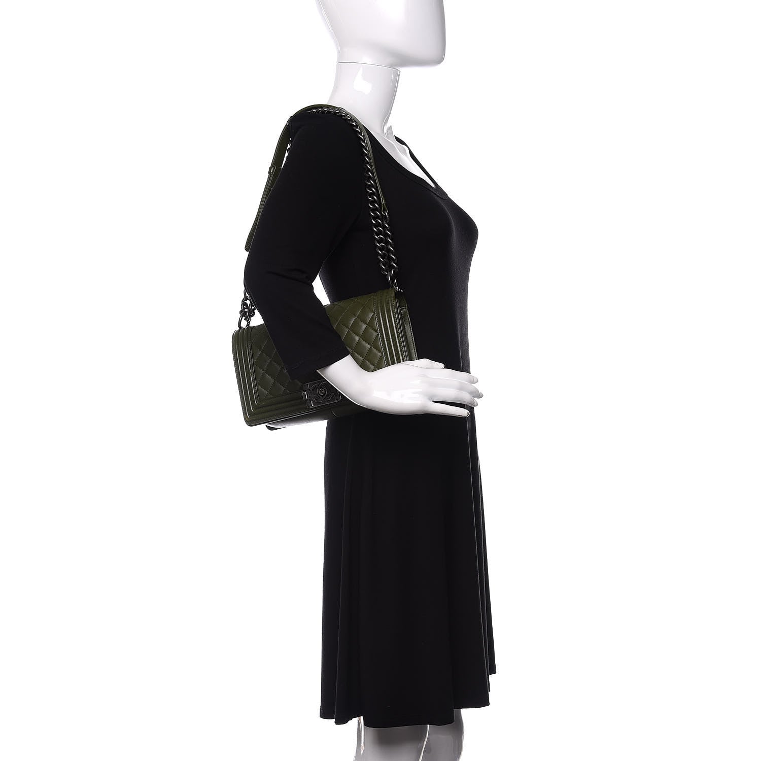 Chanel Lambskin Quilted Medium Boy Flap Khaki 2 of 19