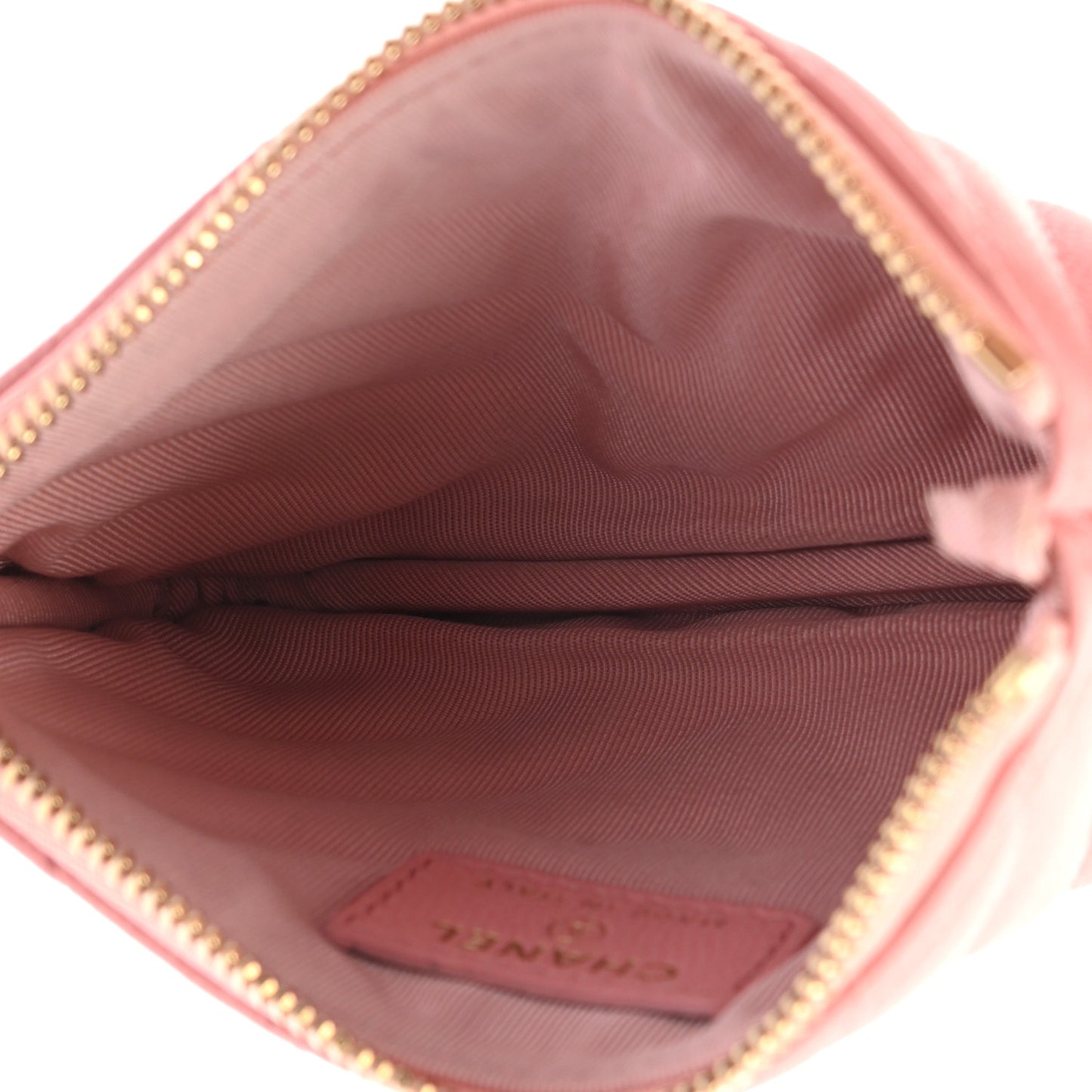Flat Caviar Chevron Quilted Small Cosmetic Case Pink