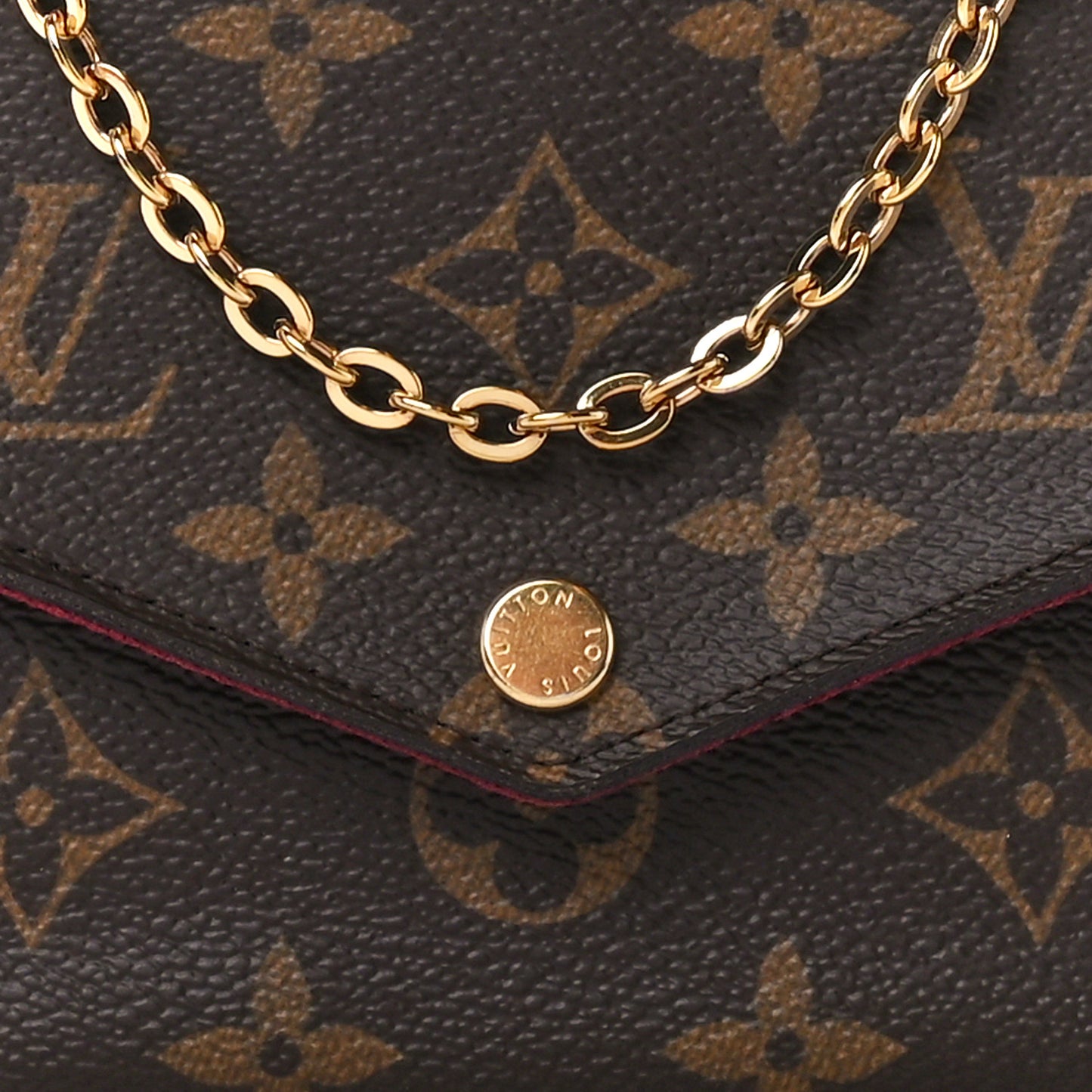 Monogram Pochette Felicie Chain Wallet Fuchsia