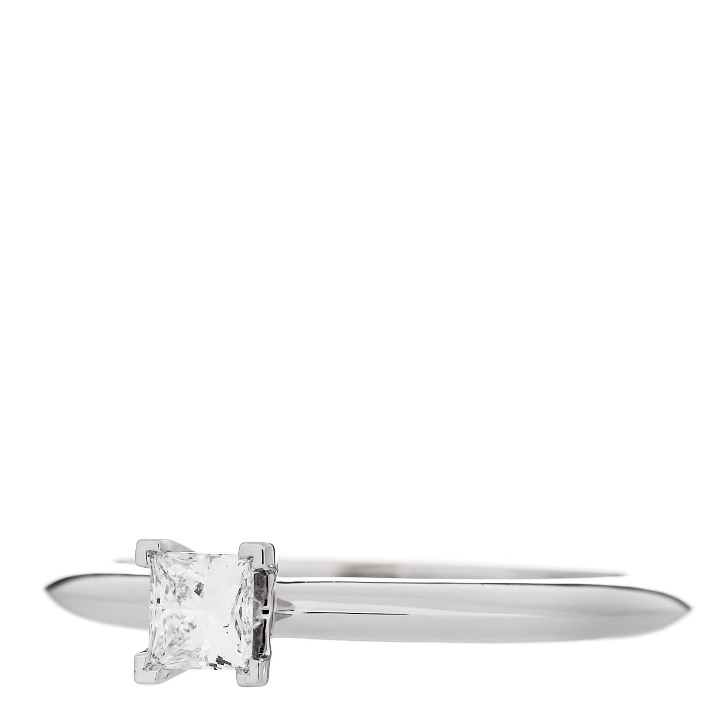 Tiffany Platinum Diamond .25ct Princess Cut Engagement Ring 53 6.5 3 of 6