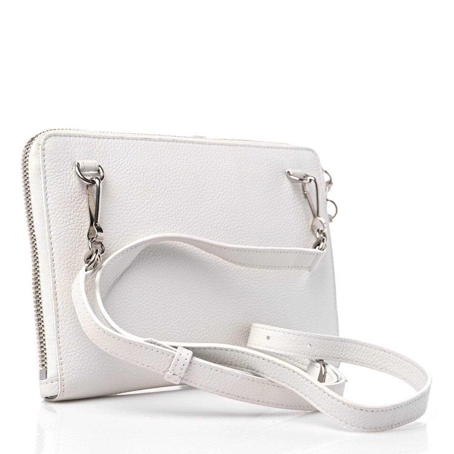 Balenciaga Grained Calfskin Classic Silver Hardware Reporter Crossbody White 3 of 15