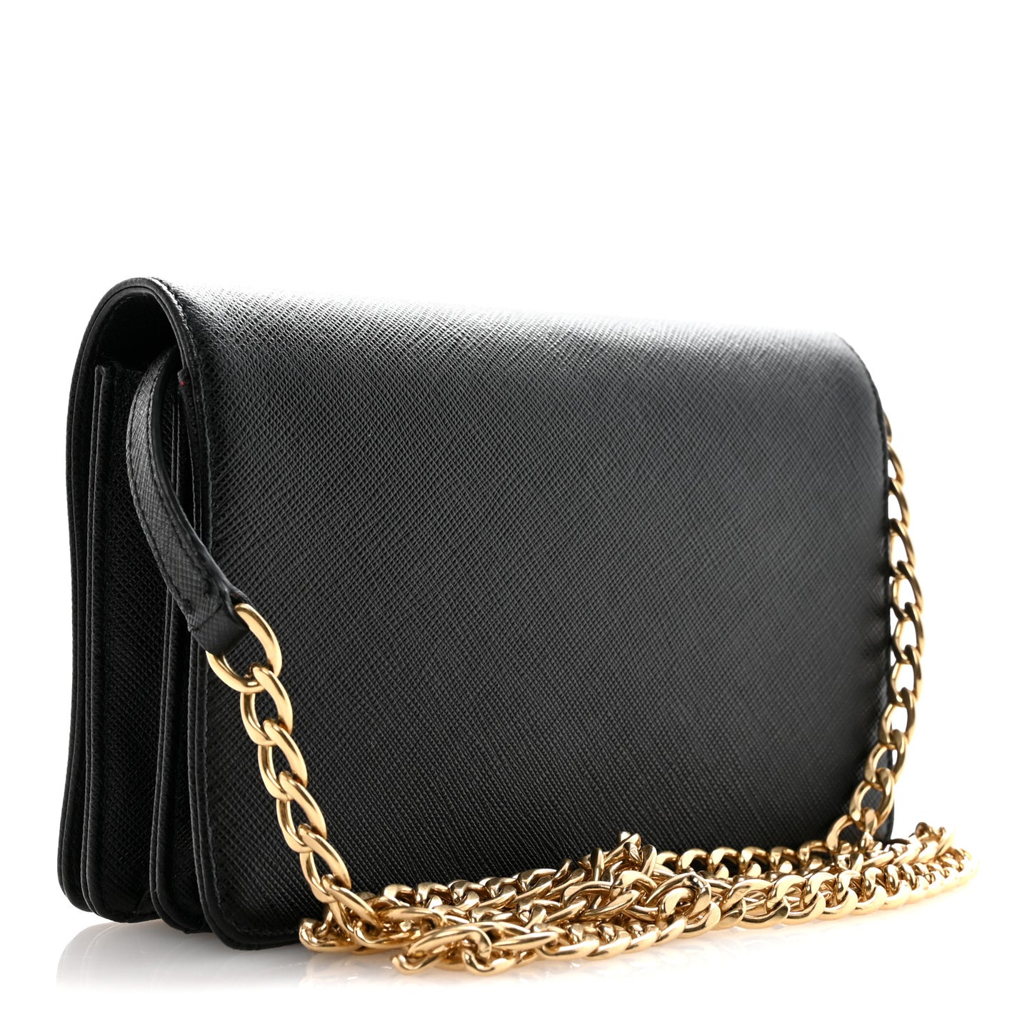 Saffiano Lux Chain Wallet Black