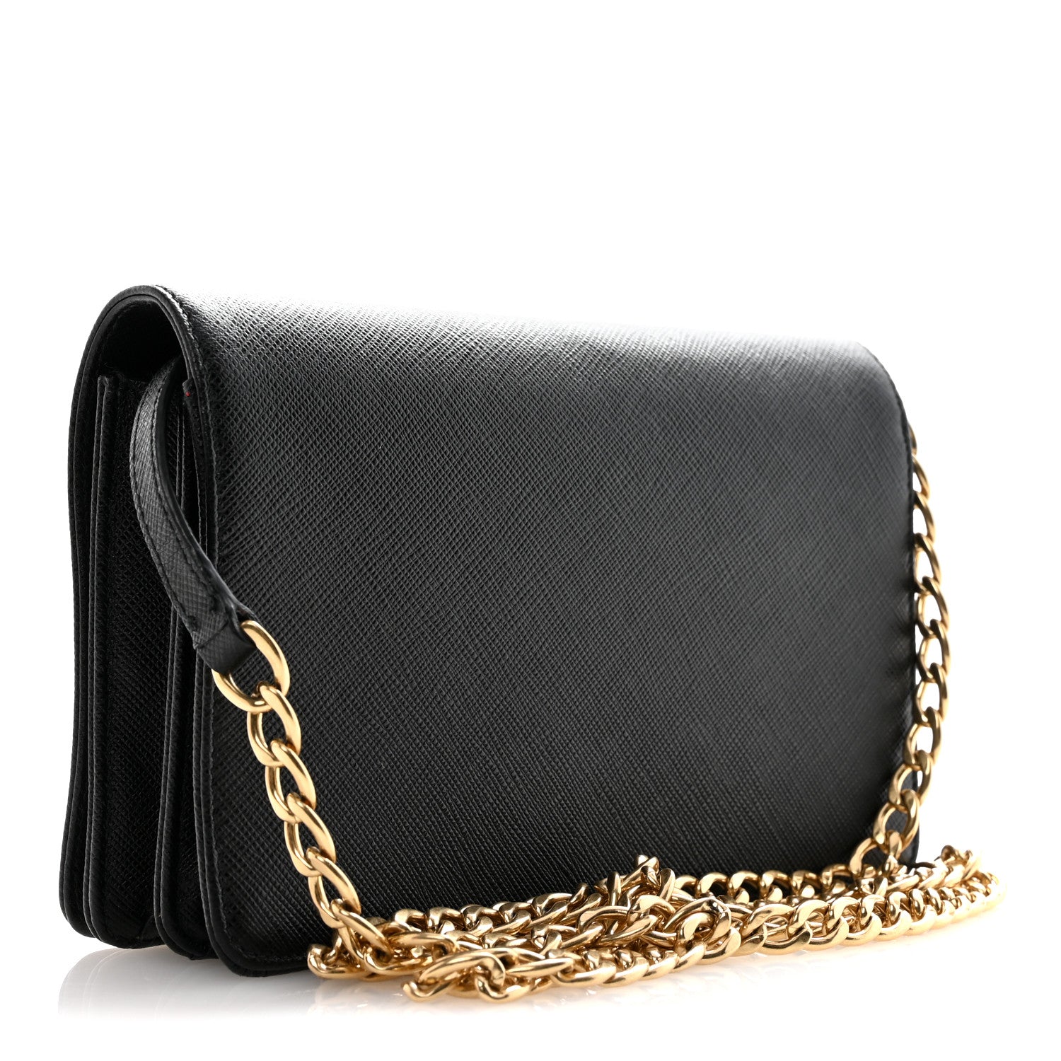 Prada Saffiano Lux Chain Wallet Black 3 of 11