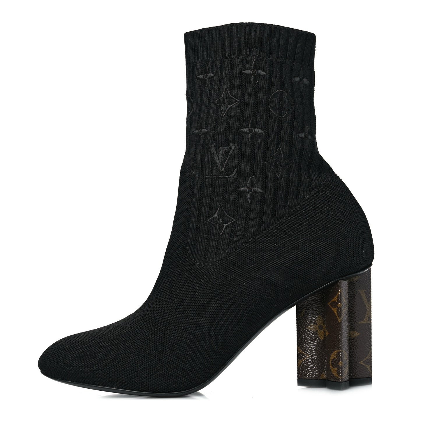 Monogram Stretch Fabric Silhouette Ankle Boots 39.5 Black