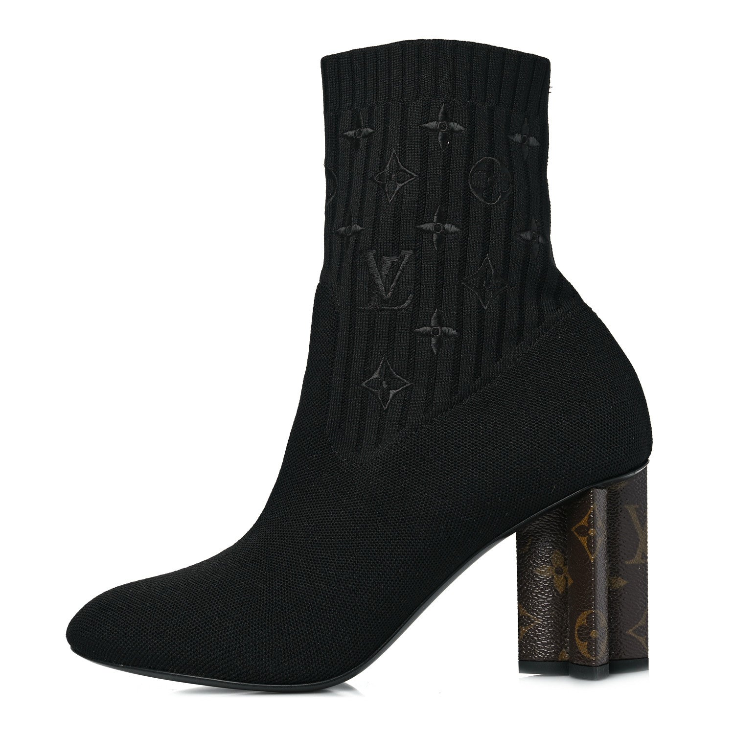 Louis Vuitton Monogram Stretch Fabric Silhouette Ankle Boots 39.5 Black 1 of 7