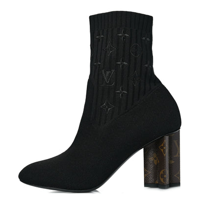 Louis Vuitton Monogram Stretch Fabric Silhouette Ankle Boots 39.5 Black 1 of 7