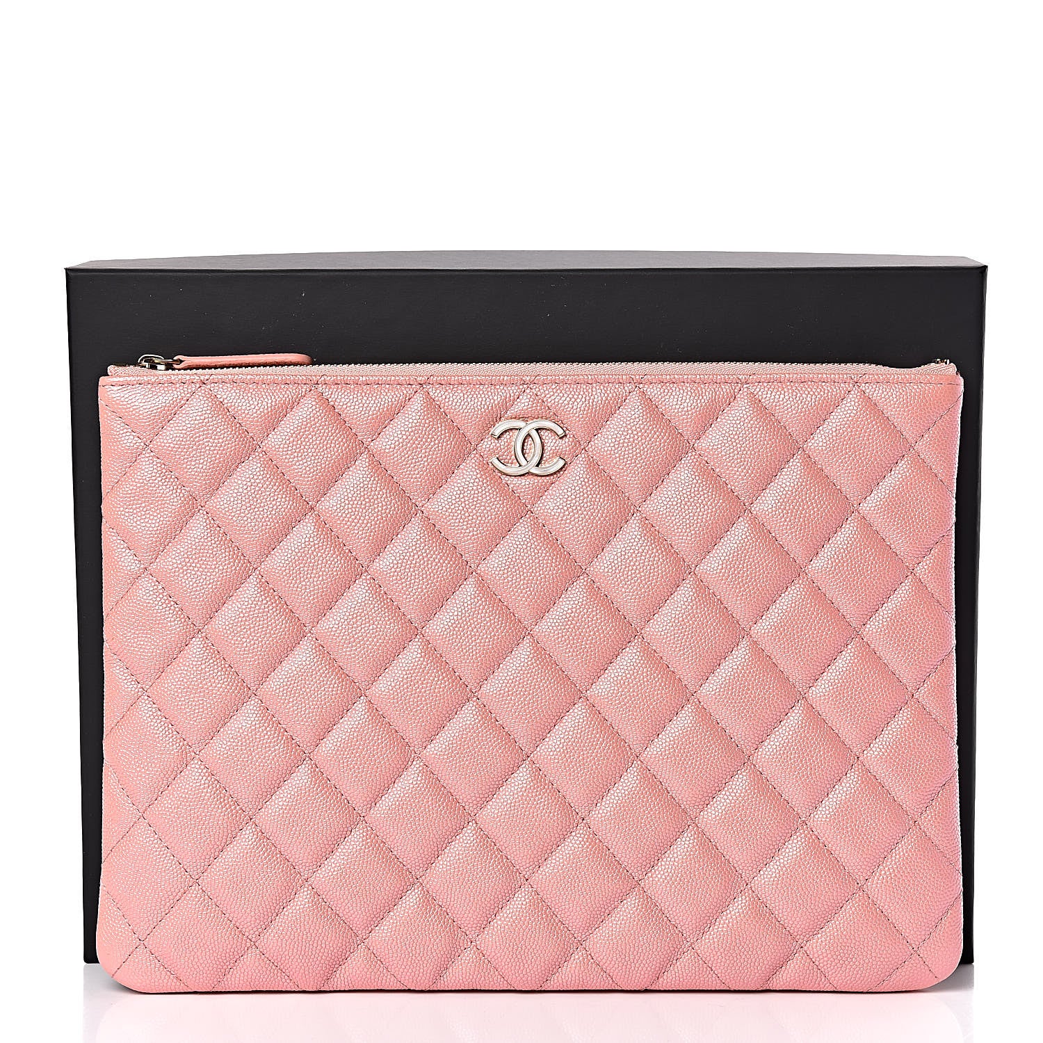 Chanel Iridescent Caviar Quilted Medium Cosmetic Case Rose Pink 8 of 8