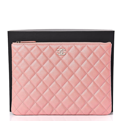 Chanel Iridescent Caviar Quilted Medium Cosmetic Case Rose Pink 8 of 8