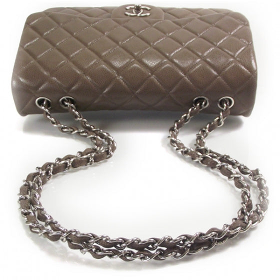 Caviar Jumbo Classic Flap Taupe