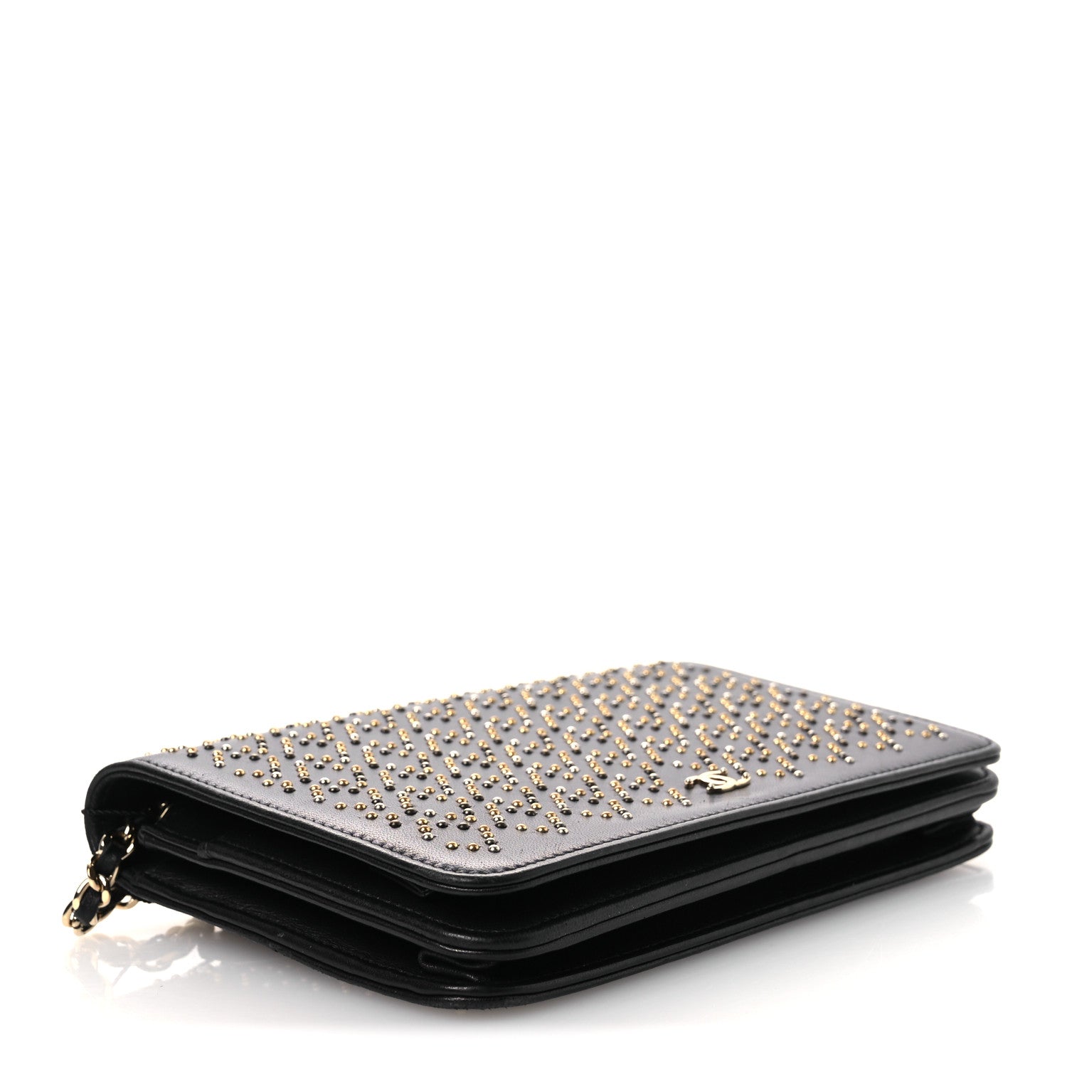 Chanel Lambskin Studded Wallet on Chain WOC Grey 5 of 15