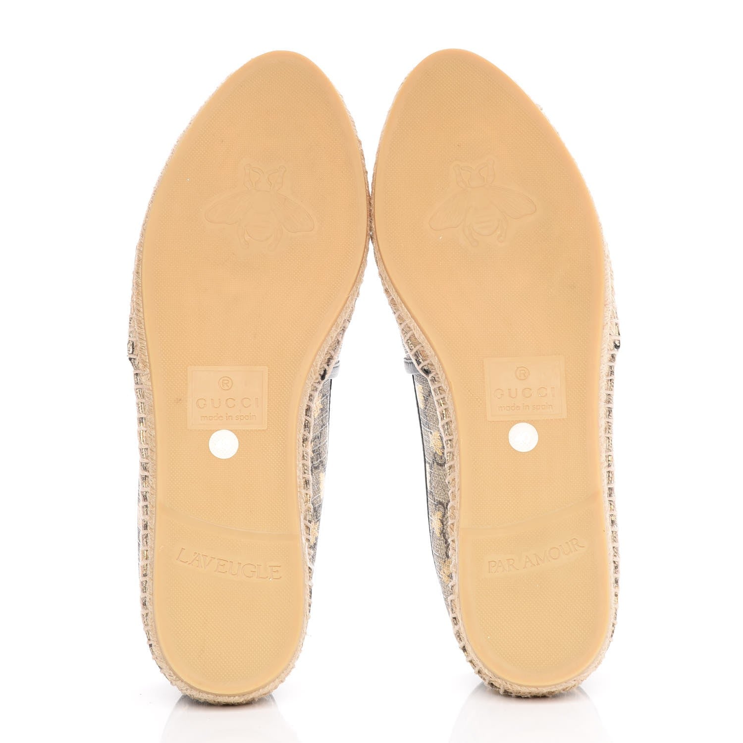 Gucci GG Supreme Monogram Bees Espadrille Flats 40 Beige Ebony Oro Black 5 of 9