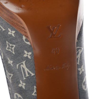 Louis Vuitton Monogram Denim Peep Toe Pumps 40 Blue 6 of 8