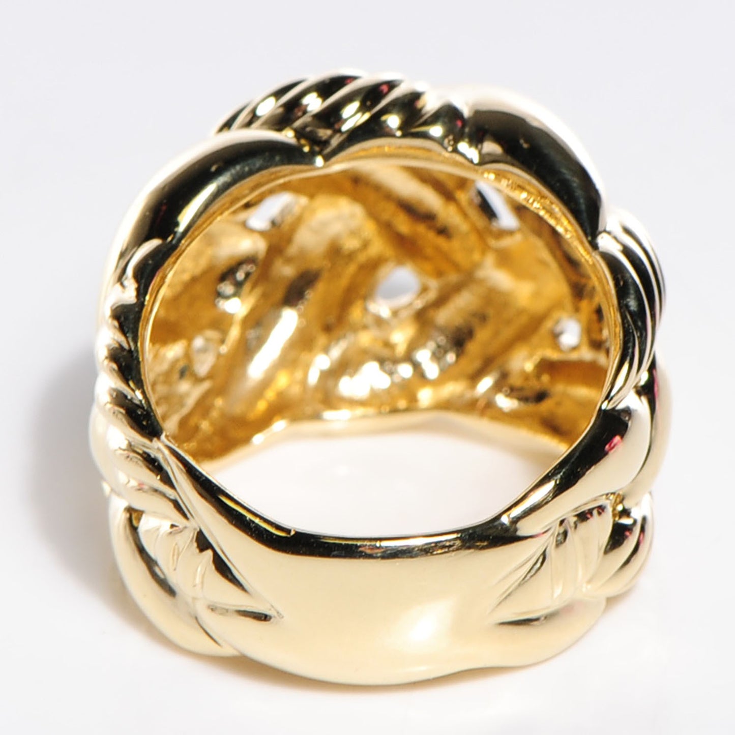 18K Yellow Gold Wide Woven Cable Ring 7