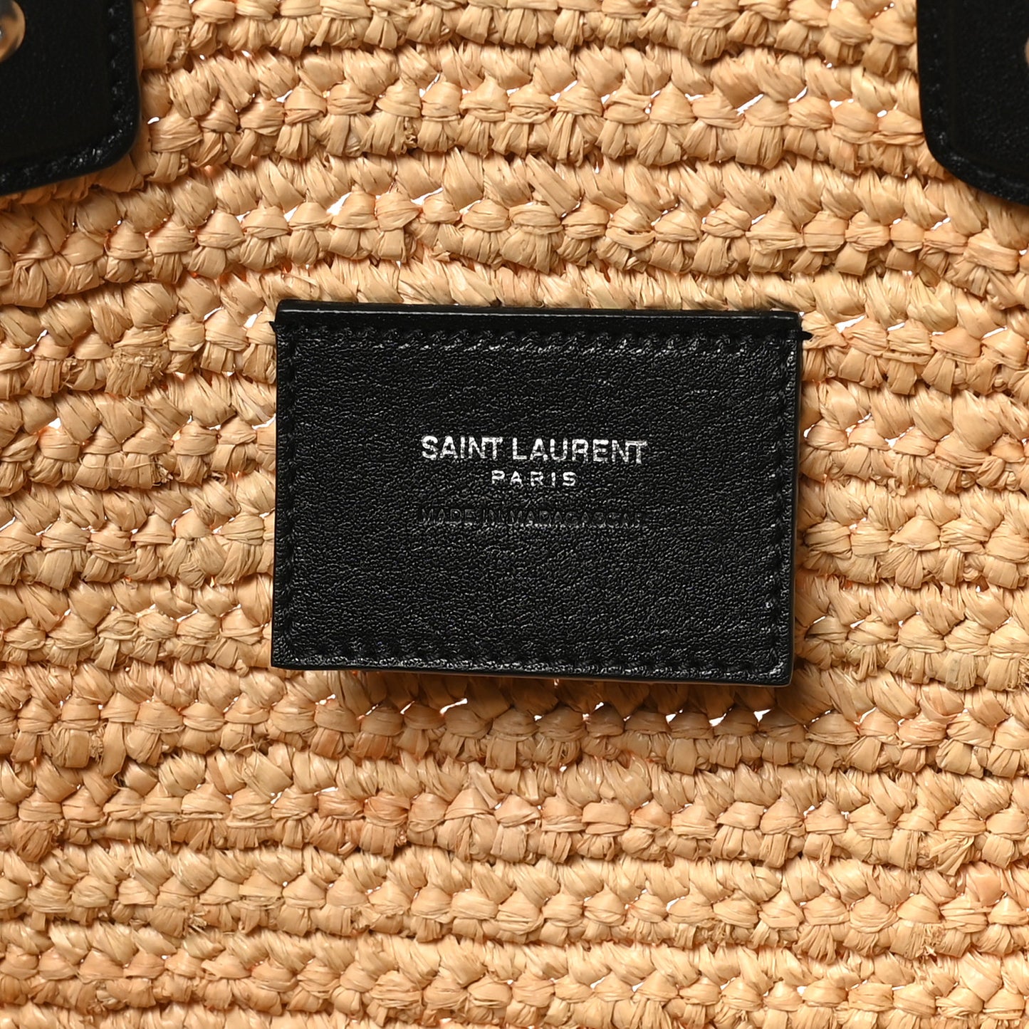 Raffia Calfskin Rive Gauche Tote Naturale Black