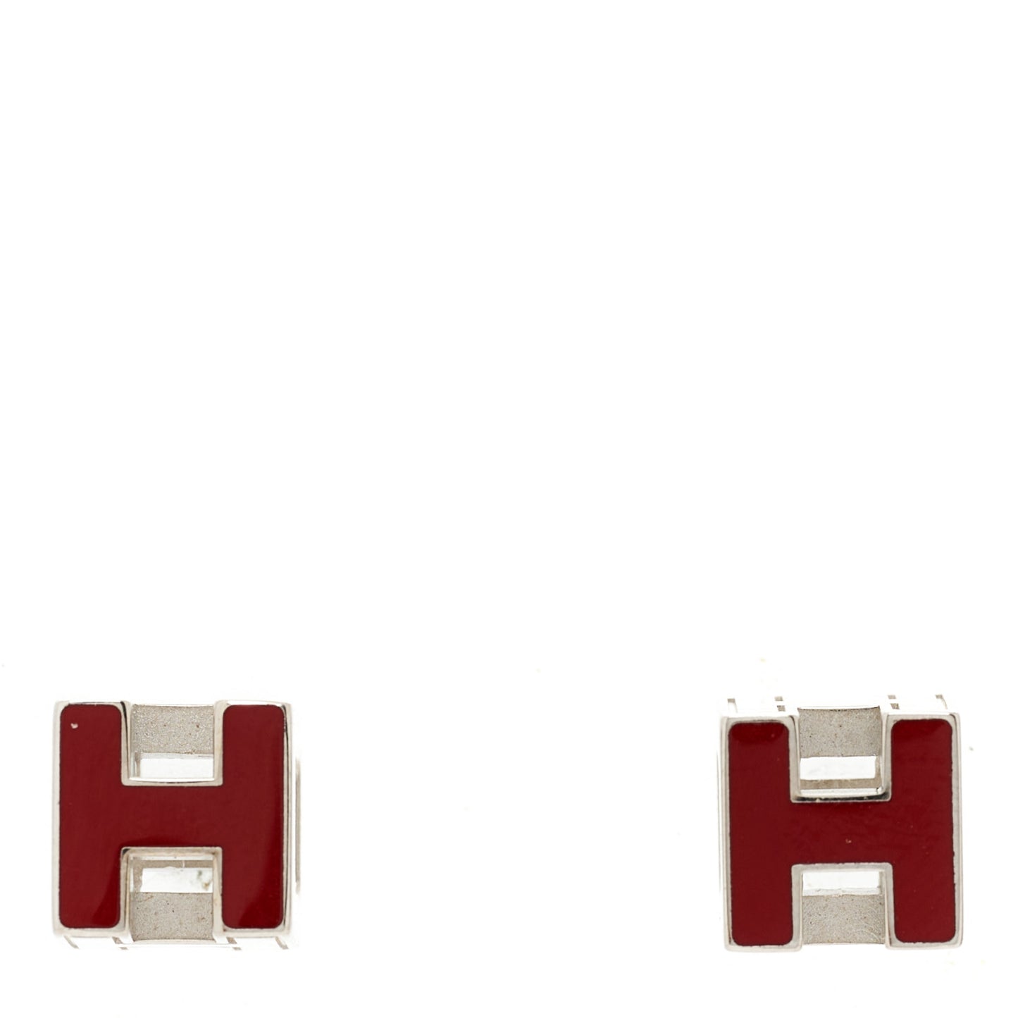 Palladium Lacquered Cage d'H Earrings Rouge H