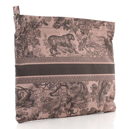 Christian Dior Embroidered Toile De Jouy Diortravel Zipped Pouch Rose Multicolor 3 of 5