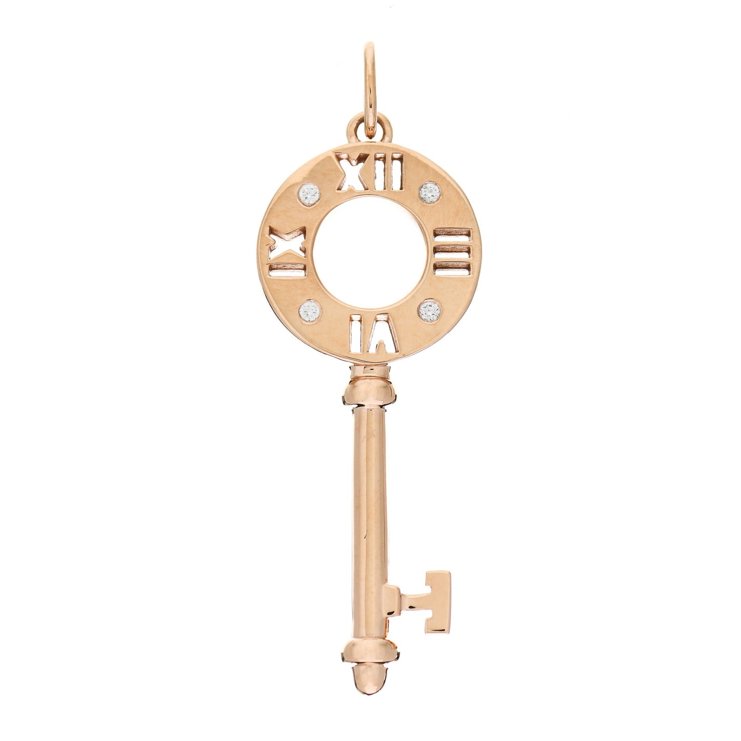 18K Rose Gold Diamond Atlas Pierced Key Pendant