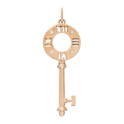 Tiffany 18K Rose Gold Diamond Atlas Pierced Key Pendant 1 of 4