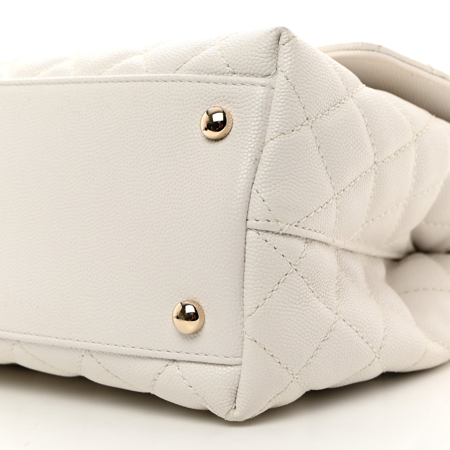 Caviar Quilted Small Coco Handle Flap White