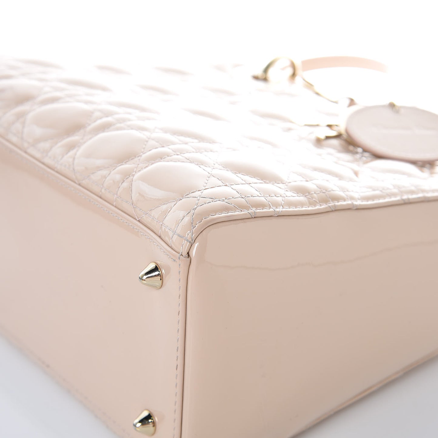 Patent Cannage Medium Lady Dior Beige