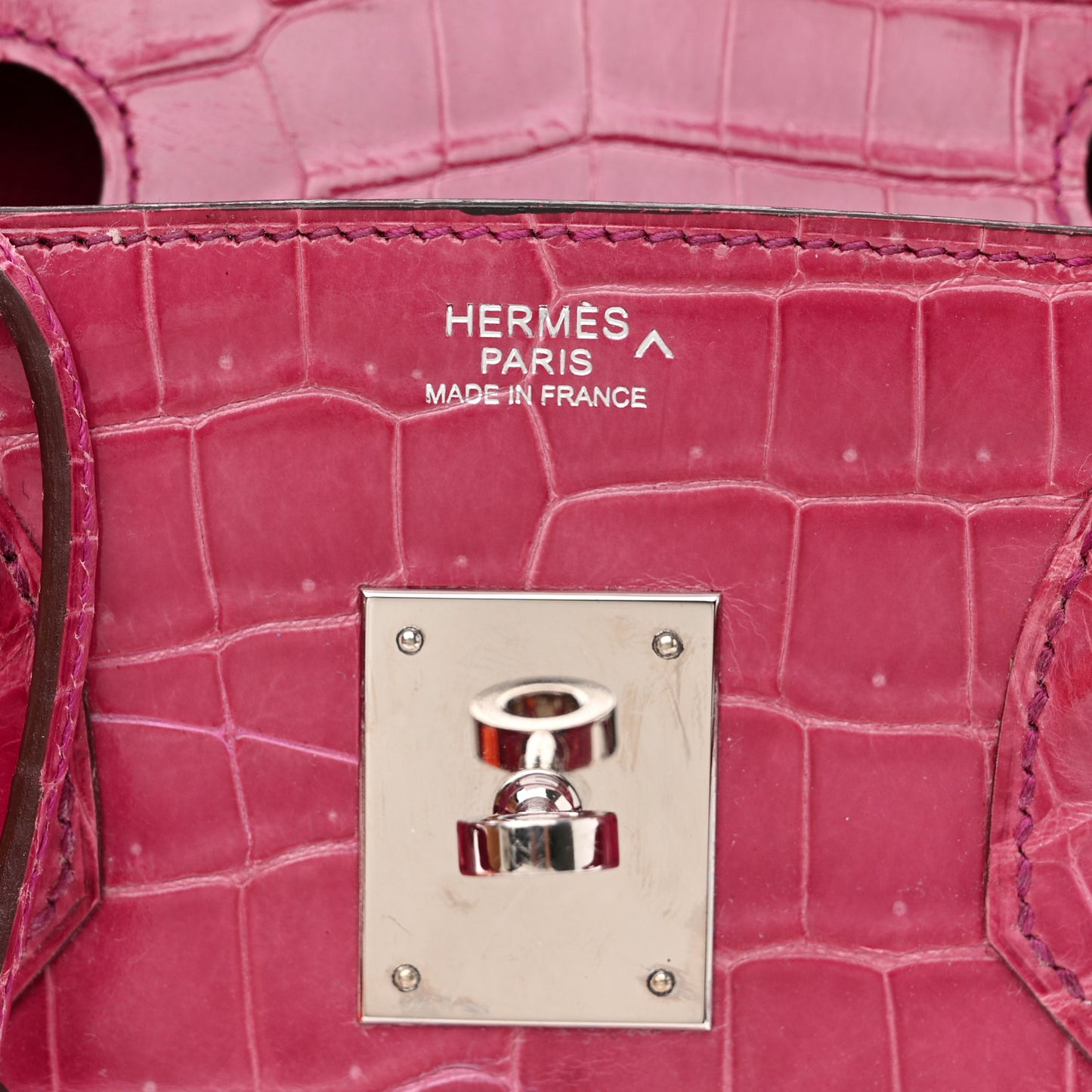 Shiny Porosus Crocodile Birkin 30 Rose Tyrien