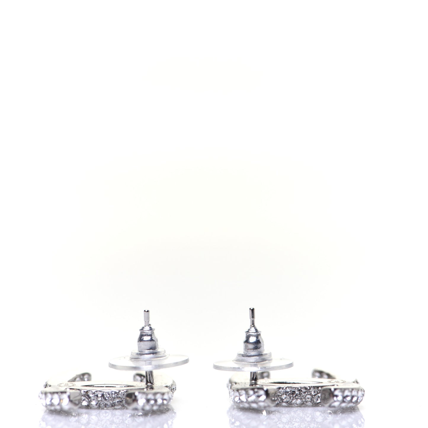 Crystal CC Treasure Chest Earrings Silver