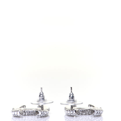 Chanel Crystal CC Treasure Chest Earrings Silver 3 of 8